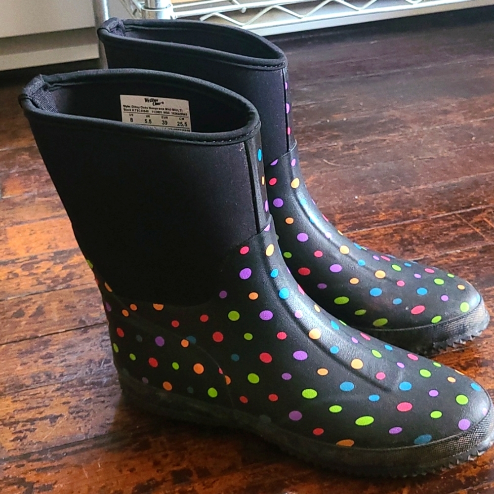 Western Chief Ditsy Dot Women's Insulated Neoprene Boots size 8